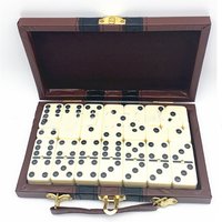 Dominoes Melamine Domino Ivory Brown Leather Box Packing 28 Gift Party Games