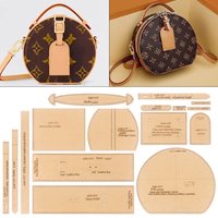 1set DIY sewing paper templates with hole stitching, used for making fashionable women's round leather shoulder bags& handbags