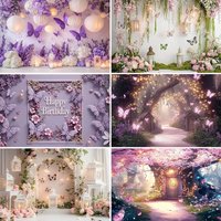 Wedding Party Decorations Backdrop Beautiful Purple Butterfly Background anniversaries Photography Supplies Banner Shoot Props