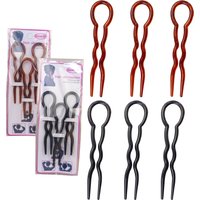 6Pcs Salon Hair Clip Waved U Shaped Plastic 3.5''Black Brown Sticks Barrettes Styling Hairstyle Tool Hair Accessories For Women
