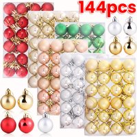 24-144Pcs Mini Christmas Balls Ornaments Red Gold Sliver Christmas Tree Balls Diy Pendant Xmas Party Decoration Gift New Year