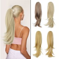 LISI GIRL Synthetic 18 inch Natural Wavy Claw Clip Ponytail Blonde Brown Fake Pony Tail For Women Hair Extension