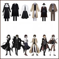 Bungo Stray Dogs Anime Cosplay Full Set: Dazai Osamu, Nakahara Chuuya, Edogawa Ranpo & Kunikida Uniforms for Halloween Party