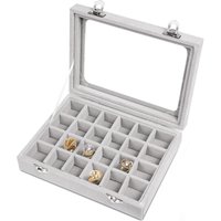 Boîte de rangement de bijoux, boucles d'oreilles, bagues, colliers, présentoir de bijoux, Classification de bijoux, anti-poussière, couvercle rabattable Transparent, boîte à bijoux
