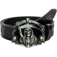 Western men's denim belt retro belt ghost head sickle belt buckle hip-hop personality retro style unisex matching jeans/casual p
