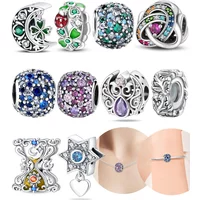 Star Clover Ladybug Crystal Spacer Original Charm Silver Plated Beads Fit Bracelets Bag Keychain Charms Diy Women Gift Accessory