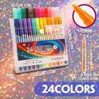 Professional 12/24Colors Glitter Pen Water-Based Quick-Drying Acrylic Pen Set DIY Graffiti Drawing Art Markers Pen Art Use