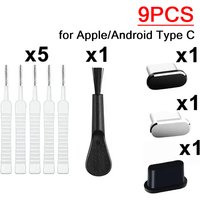 Metal USB C Dust Plug for IPhone 15 Pro 14 13 Charging Port Protector Cap Cleaning Brush Cleaner Set for Samsung Xiaomi Android