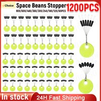 60-600Pcs Rubber Space Beans 10PCS/SET Oval Stopper Fishing Bobber Float Catfish Flotador Fishing Float Folat Line Stops