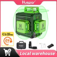 Huepar Laser Level 12 Lines 3D Green Lines Horizontal and Vertical Cross Lines with 360°Auto Self-Leveling Laser Tools