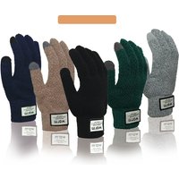 AliExpress nanatongxue Touchscreen Cotton Gloves for Men, Winter Warm Fleece-Lined Thick Knitted Gloves for Cycling, Unisex Cold-Proof Gloves