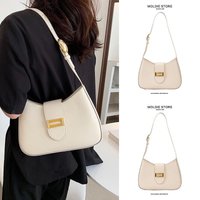 Women Bag Luxury Designer Clutch Handbags Solid Color Leather Underarm Shoulder Bag Casual Female Luxury Hobos Bags White Black