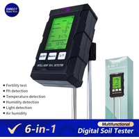 Upgraded 6 in 1 Digital Soil Tester Multifunctional PH Moisture Fertility Temperature Humidity Light Meter for Garden Planting F