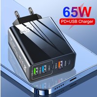 65W GaN USB QC3.0 Charger PD Type C Fast Charging Phone Charger Adpaters For iPhone 15 Xiaomi Samsung EU/US/UK Plug Wall Charger