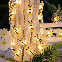 Cute Bee Fairy String Light Garden Patios Bedroom 2.0m 20LED Hanging Lights for Bee Theme Birthday Baby Shower Party Decoration