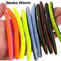 10pcs 10cm 14cm Senko Worm 2-Tone Earthworm Salt Scent Infused Double Colors Wriggle High-Elastic Soft Noodle Worm Lure Durable