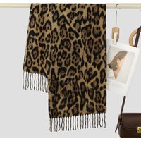 Women Leopard Print Cashmere Scarf Shawl Wrap Elegant Versatile Warm Scarf Suitable For Daily Use Winter Neck Warmer 180*30cm