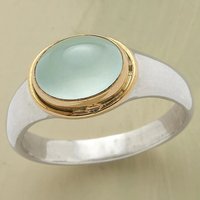 Elegant Inlaid Sea Blue Stone Women's Ring Trendy Two Color Daily Wear Party Jewelry Anniversary Gift