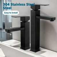 Stainless Steel Modern Minimalist Single Handle Dual Control Hot and Cold Water Faucet, Painted Finish for Basin Sink Mixer Tap