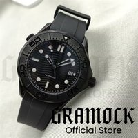 Gramock 41mm Stainless Steel Case With Sapphire Glass Green Luminous Dial Rubber Bracelet NH35 Movement Waterproof Watch For Men