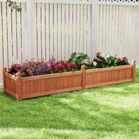 qwGOFLAME Raised Garden Bed Kit - Wooden Planter Box with Non-Woven Liner, Movable Boards & Dividers, Drainage System for Climbing Vines, Flowers, Vegetables - Lightweight Outdoor Plant Grow Box