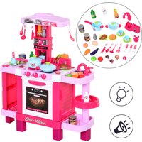Homcom Küchenspielset für Kinder ab 3 Jahren, Lehrreiches Rollenspiel mit 38 Zubehörteilen, Rosa
