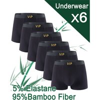 6pcs Bamboo Fiber Men Flat Underwear VIP Black Simple Mid Waist Sports Underpants Soft Breathear High Quality Fabric Knickers