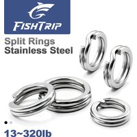 FishTrip Fishing Split Rings 50Pcs Stainless Steel Lure Rings Triple-hook Fishing Connectors Snap Rings Fishing Accessories