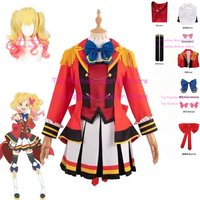 Game Aikatsu Stars Cosplay Anime Nijino Yume Cosplay Costume Gorgeous S4 School Red Uniform Wig Party Role Play Outfit for Women