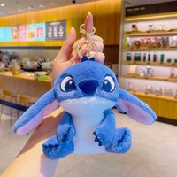 1pc Stitch Plush Keychain Disney Anime Figure Keyring Schoolbag Pendent Cute Plush Dolls Toy Key Chains Valentine's Day Gifts