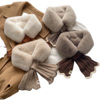 AliExpress NONE Winter Plush Scarf Woman Thick Fish Tail Wool Knit Cross Fur Collar Outdoor Cycling Neck Protect Cervical Spine Warm Scarve