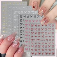 2 to 30 Sheets 3D Bow Nail Art Stickers, Mini Ribbon Outline Decals, Transparent Self-Adhesive Cute Design for DIY Manicure