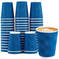 12OZ Coffee Cups Disposable Paper Coffee Cups Insulated Corrugated Kraft Ripple Wall Cup for Hot Beverage or Tea Drink Hot Water