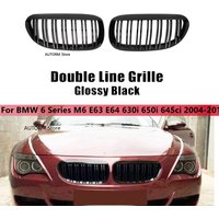 Glossy Black Car Front Grille Kidney Mesh Grill For BMW E63 E64 6 Series 650i 630i 645ci M6 2004 2005 2006 2007 2008 2009 2010