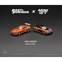 MINIGT 1/64 Toyota Supra BOMEX Mazda RX-7 VeilSide Fortune 'Fast & Furious' Brian O'Connor (emballage en carte plastique) MGT01250-1251