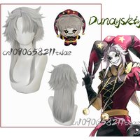 Freak Game Pierrot Cosplay Wig Gray-white Wolf Tail Wig Sexy Kawaii Plush Fans Gifts Daily Party Stage Carnival Halloween