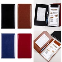 Portable PU Leather A6 File Folder Storage Slot With Pen Insert Clipboard Document Clip Waterproof Writing Pad Hotel