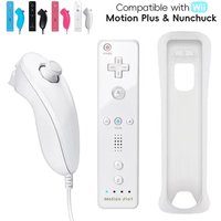 2 In 1 Wireless Remote Gamepad For Nintendo Wii/Wii U Silicone Case Included Family Gaming Accessories Optional Motion Plus Tool