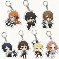 Game 5 Keychain Ren Amamiya Ryuji Sakamoto Anne Takamaki Cartoon Print Acrylic Key Ring Chain Collection Otaku Gift