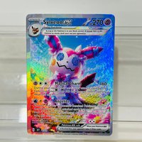 Pokemon Mimikyu Sylveon 035 English Version DIY Holographic Foil Texture Card, Perfect Condition Premium Anime Collection Card