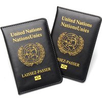 United Nations Laissez-Passer Passport Cover PU Leather Protector Case UN Logo Travel Wallet