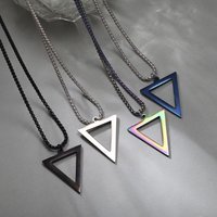 HNSP Stainless Steel Inverted Triangle Pendant Chain Power Necklace For Men Cool Simple Jewelry Accessories