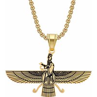 Mystic Faravahar Ahura Pendant Gold Color Stainless Steel Zoroastrian Necklace For Women Men Iranian Religious Jewelry Gift