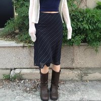 2026 Spring Summer Striped Print Double Layer Mesh Knit Midi Skirt Slim Retro Streetwear Y2K Fashion Girls Casual Party Bottoms