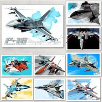 Modern Abstract Wall Art Classic Fighter Jet F16 F22 HD Canvas Print Poster Home Living Room Bedroom Decorative Painting