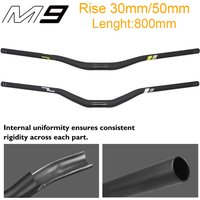M9 31.8mm Carbon Fiber 30/50mm Rise MTB Bike Handlebar 800mm, for Downhill (DH) Freeride (FR) Trail Ultra Light & High Strength