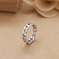 Buyee 925 Sterling Silver Fashion Ring Finger Double Circle Simple Chain Ring for Women Men Fashion Fine Jewelry Circle Gift