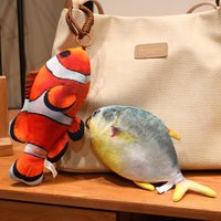 20CM 3D Simulation Fish Plush Toys Mandarin Fish Trout Turbot Tilapia Sea Bass Carp Plush Pendant Keychain Doll Small Gifts