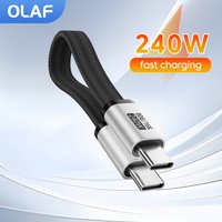 240W 18CM USB Type C To Type C Short Cable Fast Charging Magnetic Flat Cord For iPhone 15 16 17 Samsung Huawei Xiaomi Power Bank