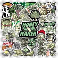 10/30/50pcs Cool Money Series Cartoon Stickers Dollar Decals Graffiti Notebook Suitcase Phone Funny Decoration Sticker Toys Gift